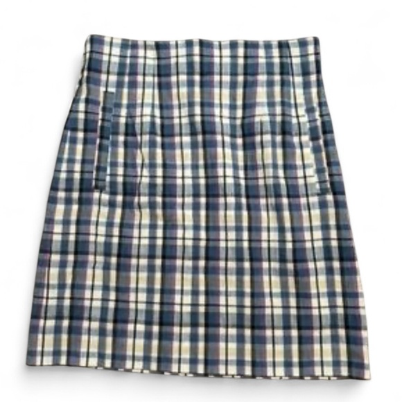 ❣️Veronica Beard Roman Yellow & Blue Plaid Mini Skirt in Size 2 - Picture 3 of 6